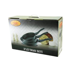 NUR IŞIKLAR METAL 3PCS DÖKÜM TAVA SETİ 20-24-28CM (5296)