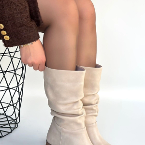 Plod Bej Cilt Körüklü Çizme (Numara: 38)