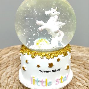 Unicorn Pilli Müzikli Işıklı Kar Küresi Orta Boy-Beyaz
