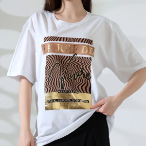 Varak Çizgili Oversize Tişört Beyaz (Beden: M)