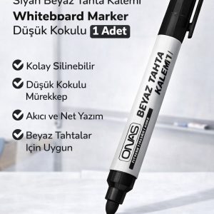 Onas Siyah Beyaz Tahta Kalemi Whiteboard Marker Düşük Kokulu 1 Adet