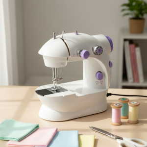 Mini Ev Tipi Dikiş Makinesi Pedallı Elektrikli Taşınabilir