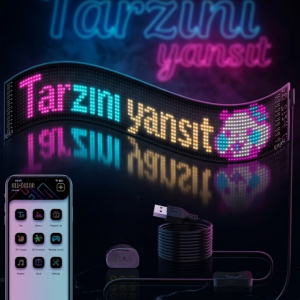 RGB LED Matrix Panel Esnek Yapı Uygulama Kontrollü Kayan Yazı Ekranı