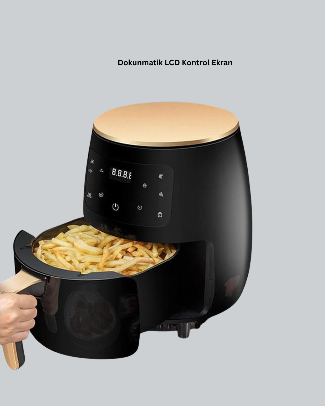 2400W Güçlü Airfryer 6L Yağsız Sağlıklı Pişirici LCD Dokunmatik - Görsel 5