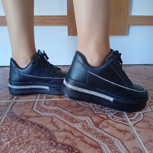 Kadın Yüksek Taban Rahat Şık Günlük  Spor Ayakkabı Siyah Renk