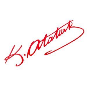 K.Atatürk İmzalı Oto Sticker Küçük Kırmızı 20x5cm
