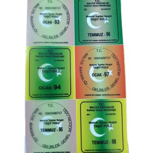 Türk Bayrağı Gümrük Pulu Oto Sticker İçerden Yapıkanlı Model