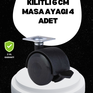 6 cm Kilitli Tekerlek Ayak 4 Adet Sehpa ve Ekipman Uyumlu