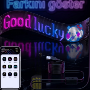 16x96 RGB LED Matrix Panel 60 cm Esnek Yapı Uygulama Kontrollü Kayan Yazı Ekranı