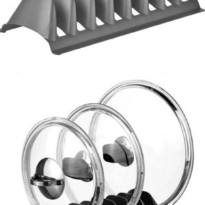 2 Adet 8 Bölmeli Tencere Kapak Rafı - Simple Tabaklık - Kapak Organizeri