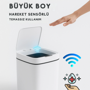 20L Akıllı Sensörlü Çöp Kovası UV Işık Koku Geçirmez Mutfak Banyo Ofis İçin