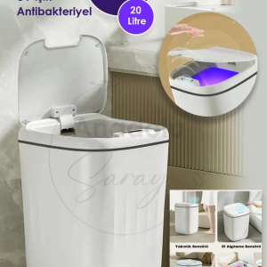 20L UV Işık Antibakteriyel Akıllı Koku Geçirmez Teknolojik Sensörlü Çöp Kovası Ofis Banyo Mutfak