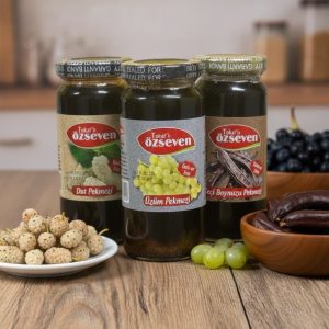 Özseven Geleneksel Pekmezler 3’lü Paket – Üzüm 800gr , Dut 800gr & Keçiboynuzu 800gr (3x800gr)