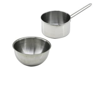 2PCS SET PASLANMAZ ÇELİK CHEFF SÜTLÜK - SOSLUK=14CM - DERİN KAP=17CM (5296)