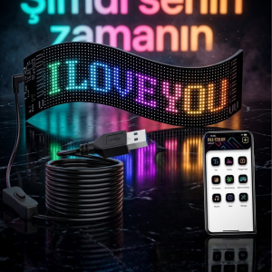 60 cm LED Matrix Panel 16x96 Piksel Bluetooth Kontrollü RGB Kayan Yazı Ekranı