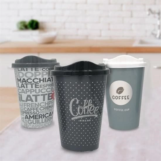 3 Adet Kahve Bardağı Seti Dekoratif Plastik Kahve Muhafaza Bardağı - Görsel 3