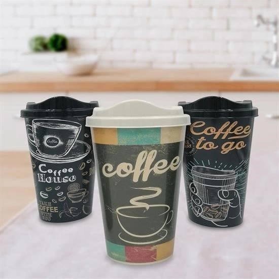 3 Adet Kahve Bardağı Seti Dekoratif Plastik Kahve Muhafaza Bardağı - Görsel 4