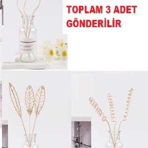 3 Tek Adet 3 Model Aromaterapi Koku Dağıtıcı Rattan Şişe Ahşap Difüzör Çubuk (Spiral-Yaprak-Dalgalı)