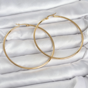 316L Çelik Gold Renk 60 mm Halka Kadın Küpe