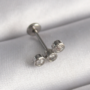 316L Çelik Gümüş Renk Zirkon Taşlı Tragus Piercing
