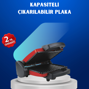Çıkarılabilir Plakalı 2000W Tost Makinesi – Termostatlı, Kolay Temizlenir