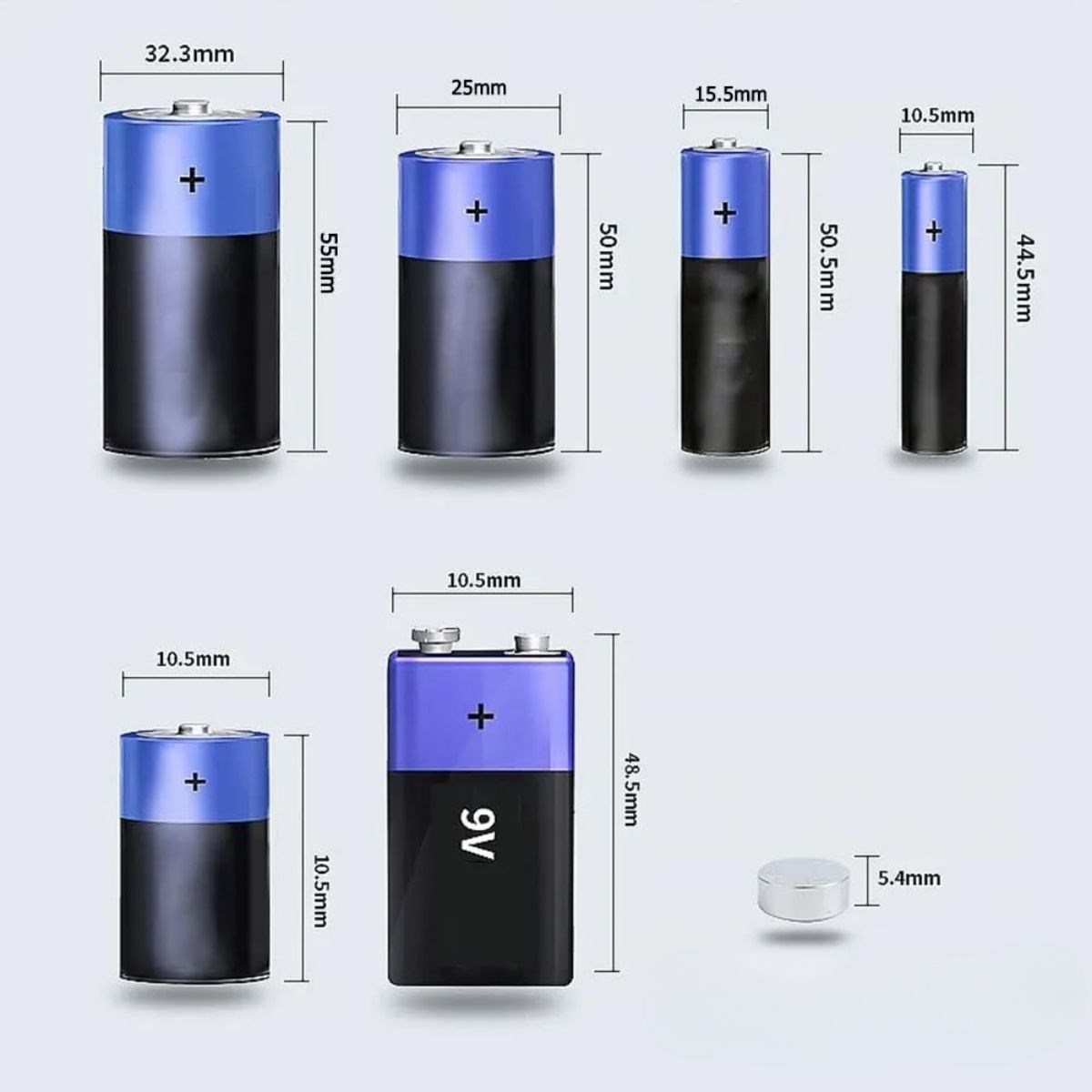 BUFFER® Evrensel Dijital Pil Test Cihazı – AA, AAA, C, D, N, 9V ve Düğme Pil Uyumlu Mini Pil Kapasite & Seviye Ölçer - Görsel 4