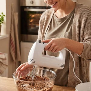 Paslanmaz Çelik Çırpıcılı El Mikseri 250W Çok Kademeli Mutfak Mikseri