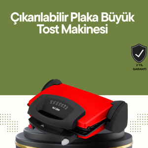 Profesyonel 2000W Tost Makinesi – Ayarlanabilir Termostat ve Çıkarılabilir Plaka