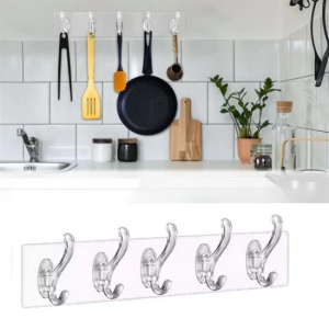 5 'li Güçlü Yapışkanlı Şeffaf Duvar Askısı Banyo Mutfak Düzenleyici Pratik Askılık