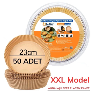 50 Adet Air Fryer Pişirme Kağıdı Tek Kullanımlık 23 Cm Yuvarlak Pişirme Kağıdı XXL PVC li