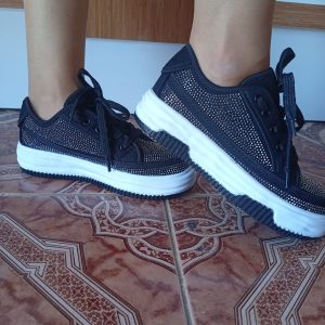 Kadın Yüksek Taban Rahat Şık Günlük Spor Ayakkabı Siyah Renk