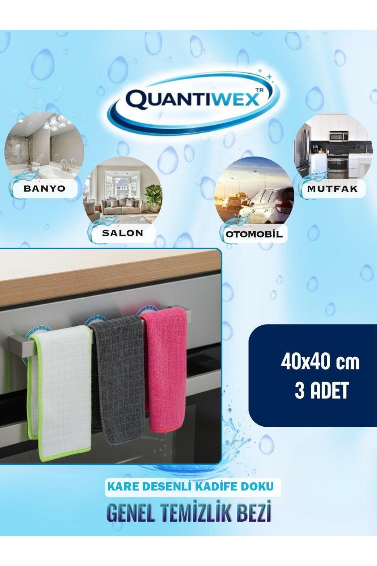 40x40 3’lü Mikrofiber Cam Bezi Seti – İz Bırakmayan Sihirli Temizlik ve Oto Kurulama Bezi