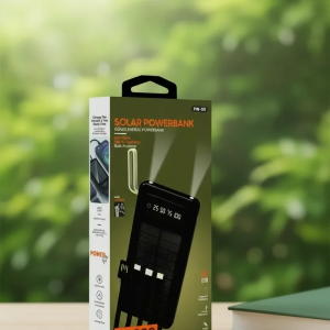 10000mah Güneş Enerjili Taşınabilir Şarj Cihazı - Çift Led Fenerli, Lcd , 2 Usb-c Powerbank