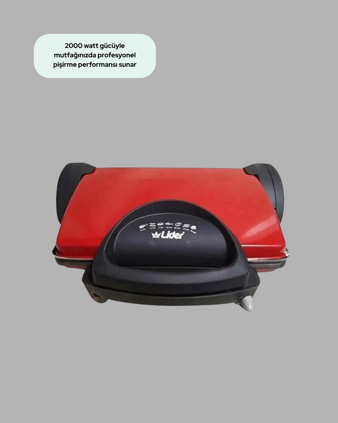 2000 Watt Teflon Tost Makinesi – Geniş Plaka, Ayarlanabilir Isı, Kolay Temizlik - Görsel 2