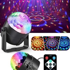 Kumandalı Sese Duyarlı Çok Renkli LED Disko Topu - Lazer Işıklı Parti Küresi