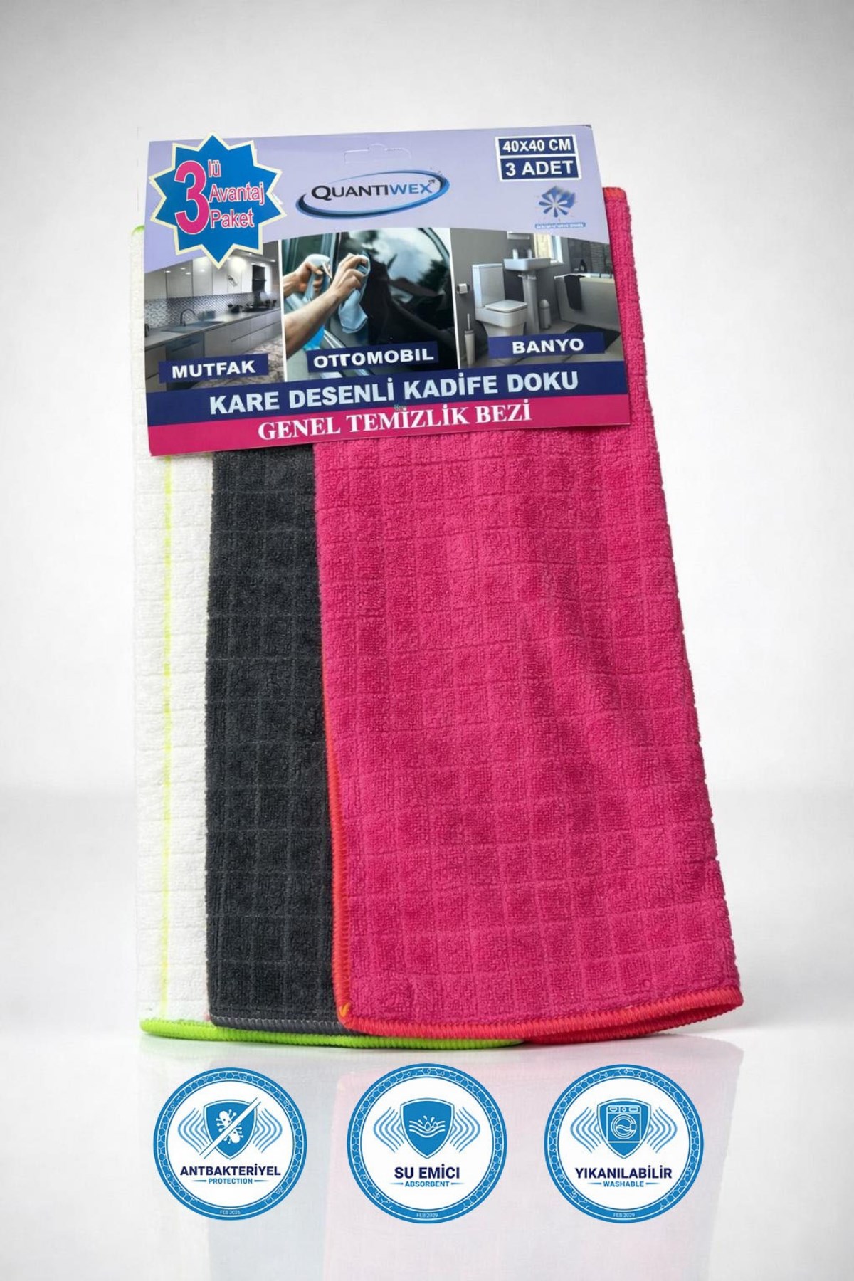 40x40 3’lü Mikrofiber Cam Bezi Seti – İz Bırakmayan Sihirli Temizlik ve Oto Kurulama Bezi - Görsel 2