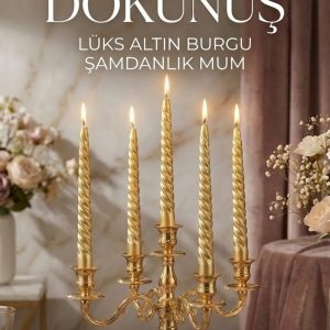 4'lü Lüks Burgu Şamdan Mumu 26 cm - Damlatmaz Spiral Dekoratif Mum Seti