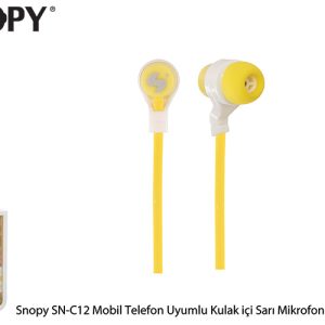 Snopy SN-C12 Mobil Telefon Uyumlu Kulak içi Sarı Mikrofonlu Kulaklık