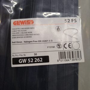 Gewiss GW-52262 9X610mm Halegon Free Kablo Bağı Siyah - 50 Li Paket Halinde