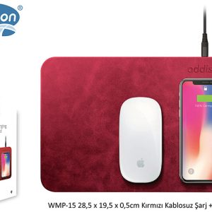 Addison WMP-15 28.5x19.5x0.5Ccm Kırmızı Kablosuz Şarj+Mouse Pad