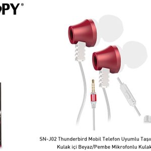 Snopy SN-J02 Thubderbird Mobil Telefon Uyumlu Taşıma Çantalı Kulak içi Beyaz/Pembe Mikrafonlu Kulaklık