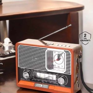 Ahşap Görünümlü Retro Bluetooth Radyo USB,AUX Ve SD Kart Girişli