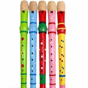 Ahşap Renkli Flüt Büyük - 32 cm Eğitici Çocuk Müzik Aleti Enstrüman