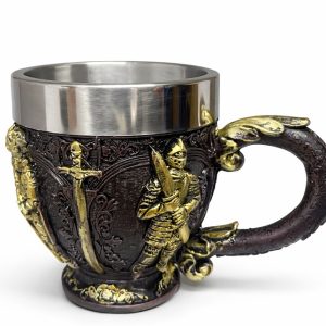 Şövalye Kabartmalı 3D Paslanmaz Çelik Kupa Bardak