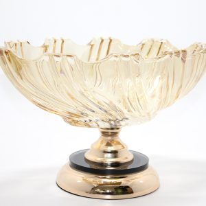 Lüks Ayaklı Kristal Cam Gondol Sunumluk Gold Detaylı