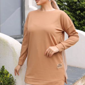 Yeni Stil Bej Arma Detay Tunik 10020