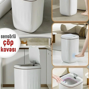 Akıllı Teknolojik Çöp Kutusu UV Işıklı Otomatik Aç Kapat Sensörlü Mutfak Banyo Ev 20L