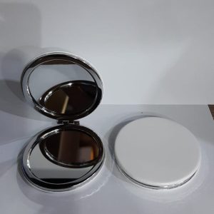 Beyaz Renk Büyüteçli Cep Aynası Yuvarlak