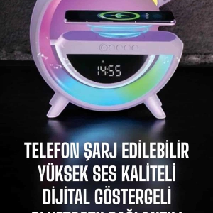 Bluetooth Hoparlör 15W Kablosuz Hızlı Şarj LED Gece Lambası