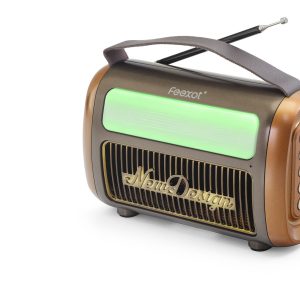 Bluetooth Nostaljik Fm Radyo Usb Tf Aux Rgb Taşınabilir Hoparlör - Kahverengi FX2511B